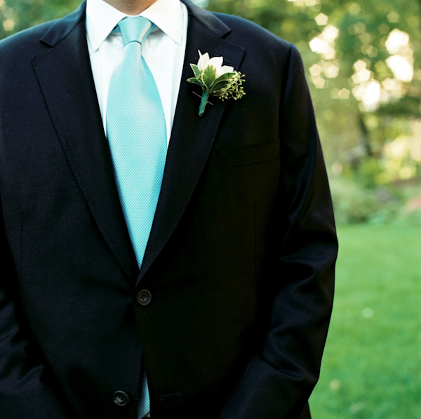 photo by New York City based wedding photographer Karen Hill - aqua colored tie 